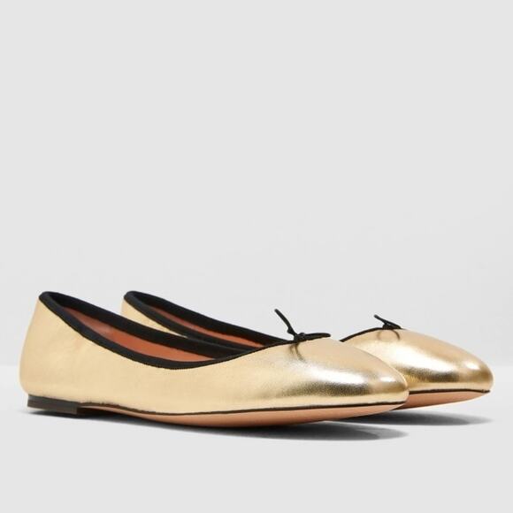 J Crew Evie Metallic Gold Ballerina Flats - Picture 2 of 11